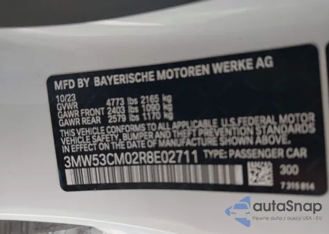 2024 BMW M240 I xDrive z USA, uszkodzony, nr VIN 3MW53CM02R8E02711